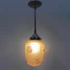 Art Deco Hanglamp Met Roze Glazen Kap thumbnail 7