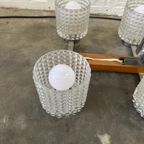 Vintage Plafondlamp / Luster : Glas & Chroom & Hout thumbnail 6