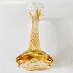 Vintage Murano Gedraaid Vaasje Zalmroze Iriserend Glas thumbnail 6