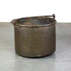 Grote Antieke Koperen Ketel/ Haardbak Met Hengsel thumbnail 3