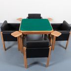 Set Of 4 Leather Armchairs And A Table From Bernini / Tafel En Stoelen Set, 1980’S Italy thumbnail 2