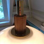 Jaren 80 Bony Design Lamp,Mushroom Hanglamp, Eiken, Plexiglas En Messing thumbnail 6