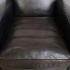 Stijlvolle En Tijdloze Zwart/ Grijze Schapenleren Design Fauteuil/ Armchair Met Comfortabele Zit thumbnail 6