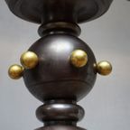Art Deco Gepatineerd Bronzen Nederlands- Vlaamse Kasteel Kroonluchter, 12 Lichtpunten thumbnail 10