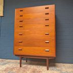Vintage Tallboy Ladekast, Børge Mogensen Voor Søborg Møbelfabrik, Jaren 60 thumbnail 2