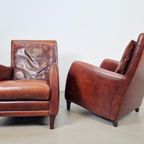 Set 2 Borzalino Fauteuil Kalfsleer Lounge Chair Italy '80 thumbnail 12