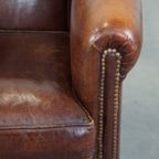 Statige, Charmante Schapenleren Clubfauteuil, Correcte Afwerking Met Siernagels thumbnail 10
