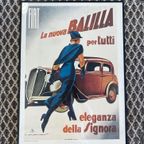 Vintage Poster In Lijst 50X70Cm - Fiat La Nuova Balilla Per Tutti thumbnail 6