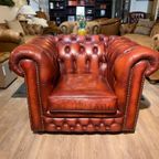 Engelse Bendic Chesterfield Club Fauteuil In Oxblood Rood Volnerf Leer thumbnail 2