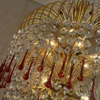 Xxl Murano Teardrop Kroonluchter Hanglamp Vintage Goud Frame thumbnail 7