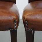 Set Van 6 Nette Eetkamerstoelen Gemaakt Van Schapenleer In Een Warme Cognac Kleur thumbnail 9