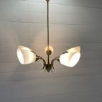 Vintage Sputnik Lamp, 4 Messing Armen En Melkglazen Kappen. - M29 thumbnail 3