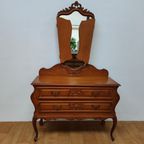 Brocante Vintage Kaptafel Make-up Tafel Met Drieluikspiegel thumbnail 9