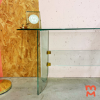 Gave Vintage Glazen Sidetable Met Facet Geslepen Randen - Leon Rosen Stijl thumbnail 2