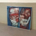 Vintage Origineel Schilderij, "dubbelportret", M.w. Hendeiks thumbnail 4