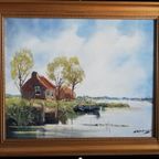 Jan Kelderman (1914-1990) - Boerderij Langs Het Meer thumbnail 2