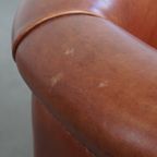 Nette, In Goede Staat Verkerende Rundleren Clubfauteuil In Een Mooie Cognac Kleur thumbnail 9