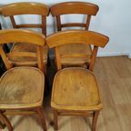 Vintage Houten Bistrostoelen, Café Stoelen, Eetkamerstoelen Set Prijs thumbnail 8