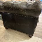 Vintage Chesterfield 3 Zits Bank In Zwart Grijs Generfd Leder thumbnail 3