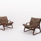 Set Of 2 Scandinavian Design Lounge Chairs / Fauteuil From Giske Carlsen For Kleppe thumbnail 2