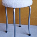 Unieke Retro Vintage Kruk Stalen Pootjes En Teddy Stoffering thumbnail 19