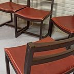 Vintage Set Van 6 Design Leren Eetkamerstoelen thumbnail 5