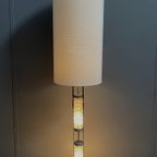 Glass Base Floor Lamp With Silk Shade By Richard Essig For Besigheim 1970S thumbnail 2