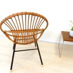 Retro Vintage Rotan Fauteuil Stoel Jaren 60 / 70 Riet thumbnail 5
