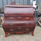 Antiek Cilinderbureau, Secretaire Met Uittrekblad Afm. 109x5 thumbnail 2