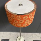 Orange Flowerprint Shade Floor Lamp 1960S thumbnail 6