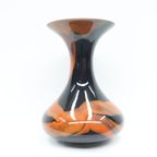 Grote Vintage Vaas Glas Zwart Oranje thumbnail 7