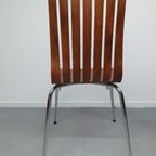 Set (2) Design Stoelen In Walnoot Fineer. Poten In Chroom. thumbnail 6