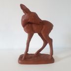 Vintage Terracotta Beeld Hertje Jaren 50 Beeldje thumbnail 5