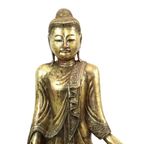 Enorm Boeddhabeeld Verguld Hout Mandalay Birma 140cm thumbnail 13