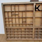 Brocante, Bruine Antieke Houten Letterbak, Wanddecoratie K thumbnail 8