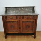 Vintage Frans Dressoir Commode, Ladekast Badkamermeubel Met Marmer Blad 112 thumbnail 4