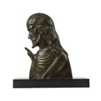 Bronzen Art Deco Beeld Christus Profiel Salvatore Melani Kunst 1930 thumbnail 11