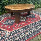 Vintage Massief Eiken Brutalist /Wabi-Sabi Ronde Salontafel thumbnail 8