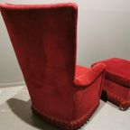 Vintage Deens Boudoir Fauteuil Met Hocker thumbnail 7