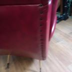 Rode Italiaanse Vintage Designfauteuil thumbnail 6