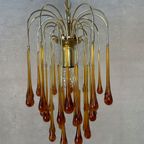 Vintage Amberkleurige ‘teardrop’ Kroonluchter thumbnail 6