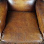 Schapenleren Oorfauteuil Met Een Prachtig Patina thumbnail 8