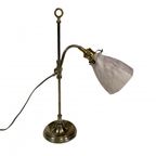 Franse Bureaulamp Met Glazen Kap, Verstelbaar, Jaren 30 thumbnail 2