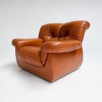 Cognackleurige Lederen Pellerossi Fauteuil, 1960’s thumbnail 14