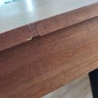 Vintage Houten Bureau Op Zwarte Poten Met Lade En Kastje thumbnail 7