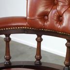 Grote Bruin Lederen Chesterfield Bureaustoel Met Mooie Details thumbnail 13