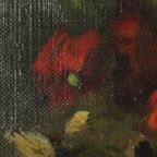 Bloemen Stilleven Schilderij Olie Op Doek Amateur Gesigneerd thumbnail 4