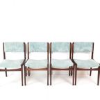 4 Vintage Eettafel Stoelen | Licht Blauwe Rib Nieuw thumbnail 3