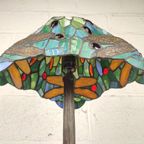 Tiffany Lamp Met Libellen Op Bronzen Voet thumbnail 8