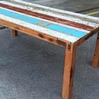 Gerecycled Robuust Rustieke Houten Eettafel, 200 X 95 Cm thumbnail 3